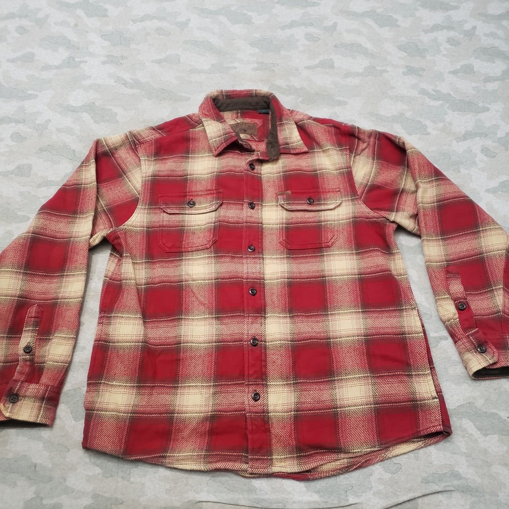 Orvis Flannel Shirt Mens Large Red Plaid Pockets Long Sleeve Button Outdoors